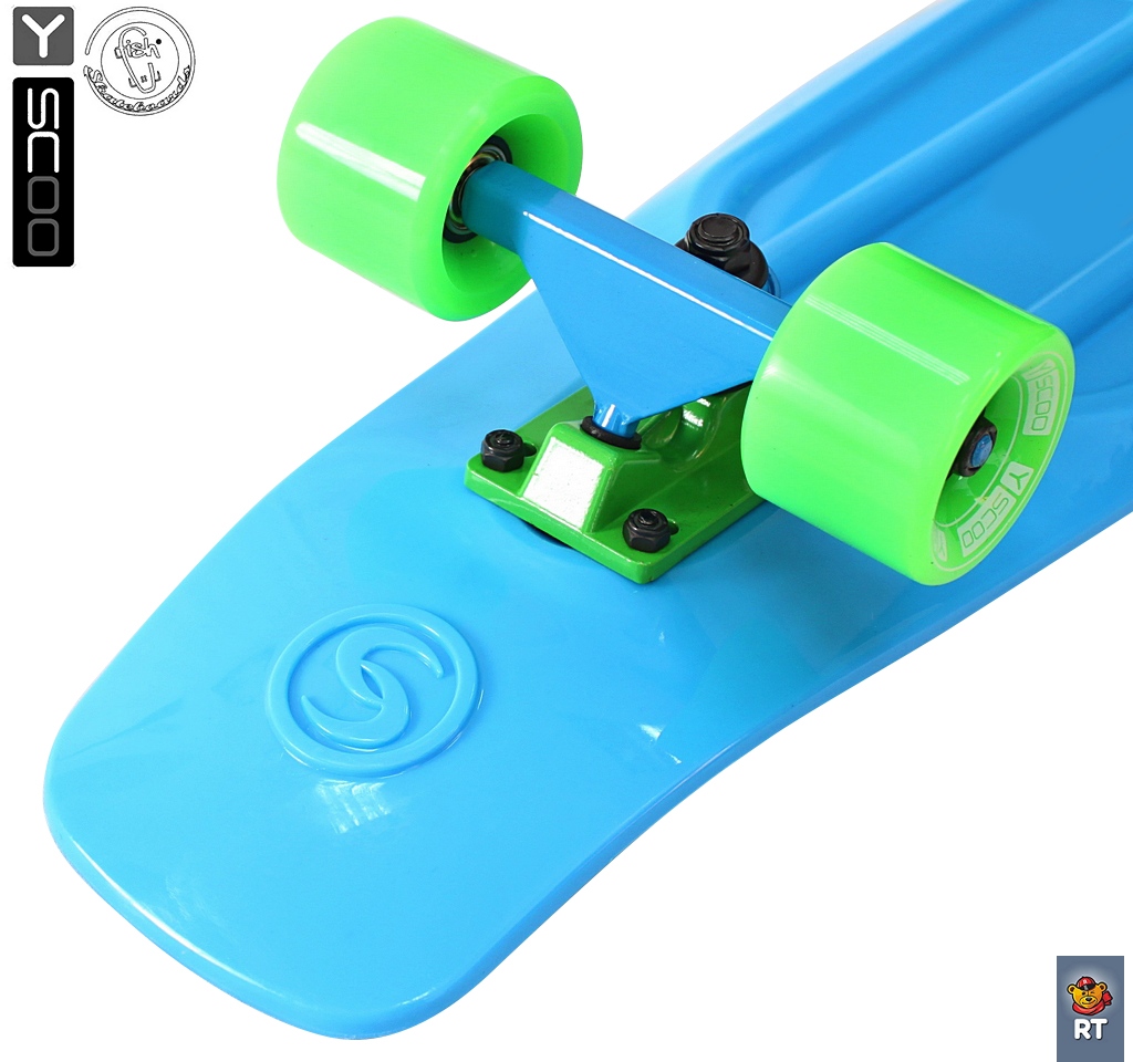 Скейтборд виниловый Y-Scoo Big Fishskateboard 27" 402-B с сумкой, сине-зеленый  